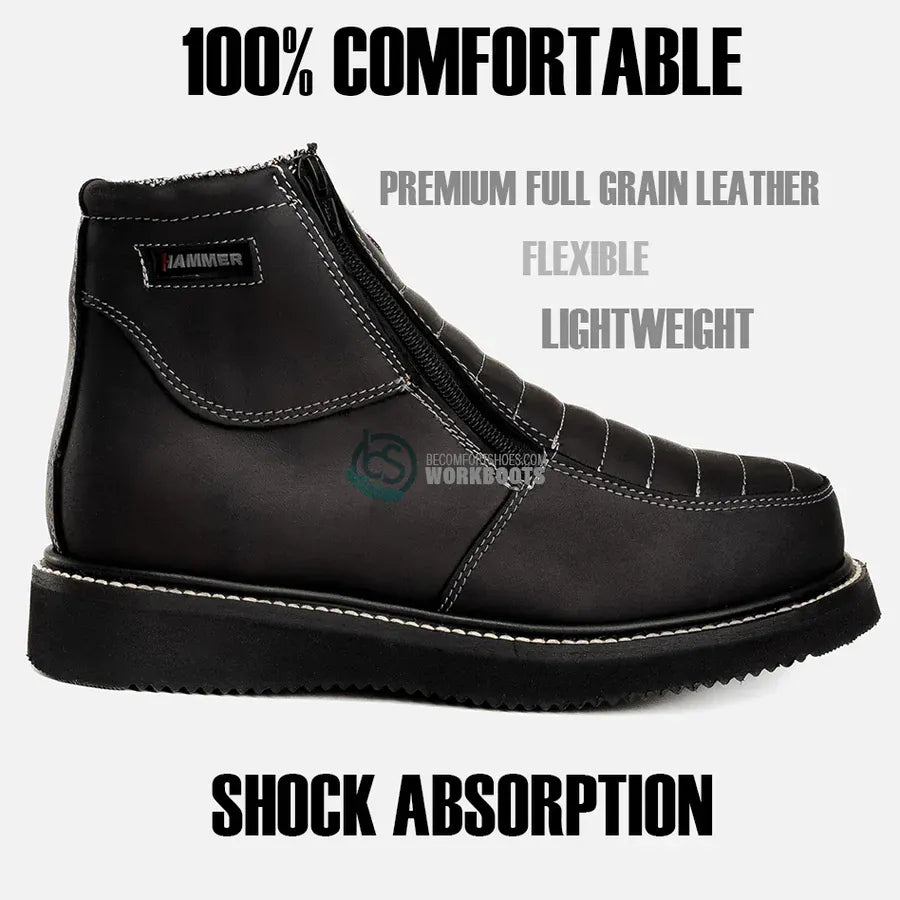 Joe Boots Boots Dual Zipper Comfort Wellington Sole Work Boots Black Color - Hammer Boots