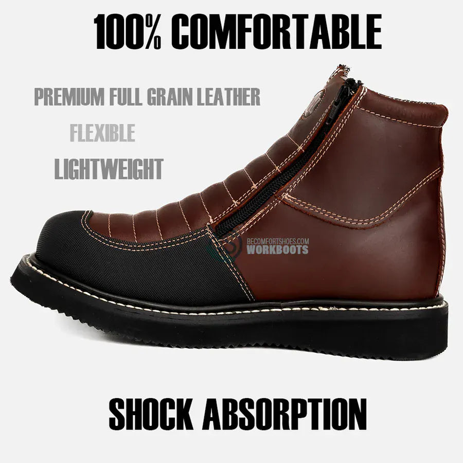 Joe Boots Boots Dual Zipper Comfort Work Boots Wine Color - Hammer Boots