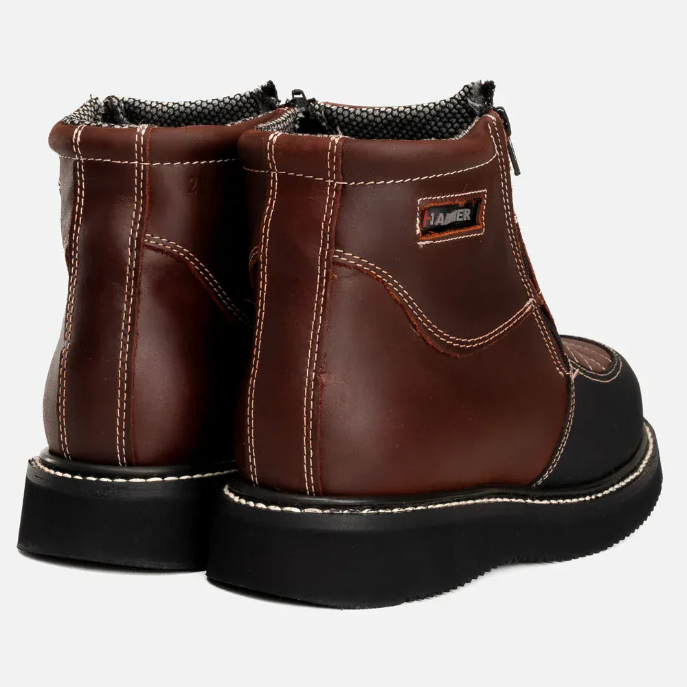 Joe Boots Boots Dual Zipper Comfort Work Boots Wine Color - Hammer Boots