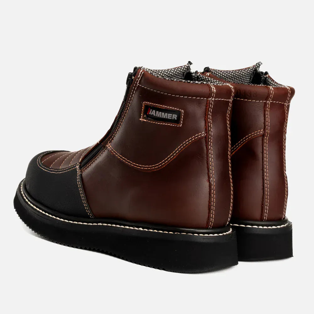Joe Boots Boots Dual Zipper Comfort Work Boots Wine Color - Hammer Boots