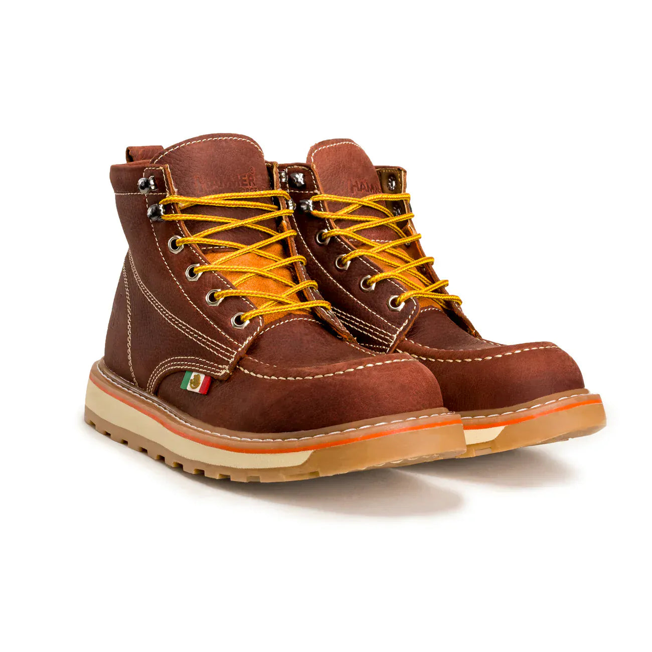 Joe Boots Boots Hammer 6" Leather Work Boots Double Density Sole With MEX Flag Shedron Color - Hammer Boots