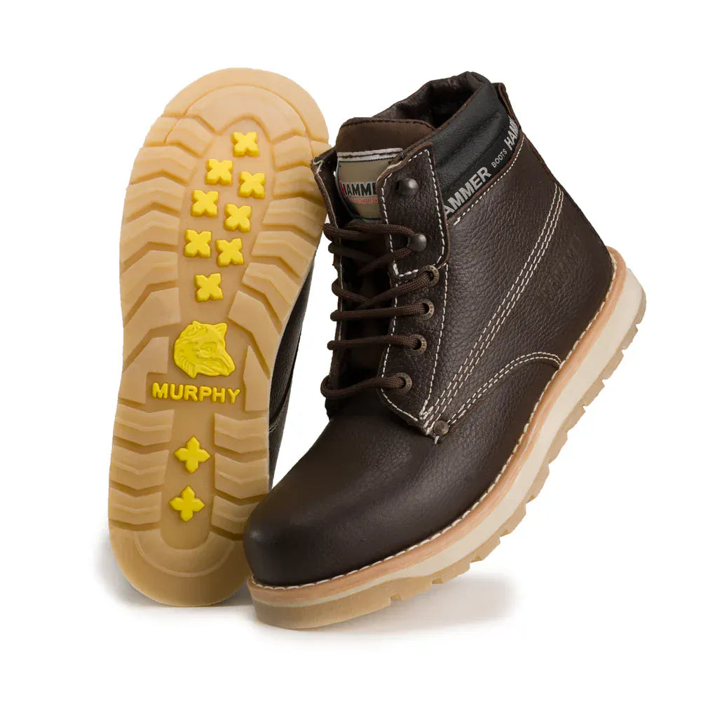 Joe Boots Boots Hammer Murphy Work Boots Doble Density Sole Leather Wine Color - Hammer Boots