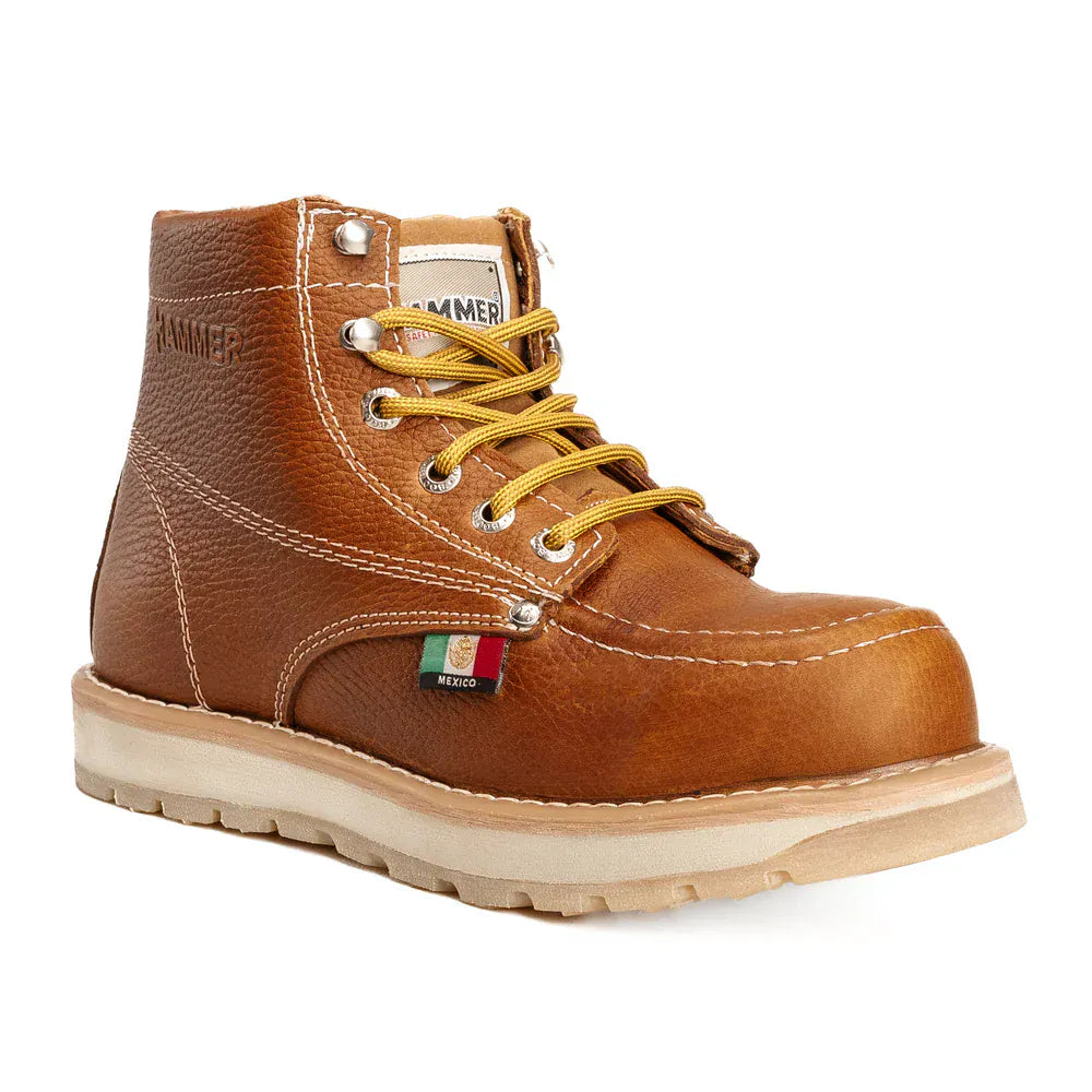Joe Boots Boots Murphy 6" Leather Work Boots Doble Density Sole With MEX Flag Honey Color - Hammer Boots