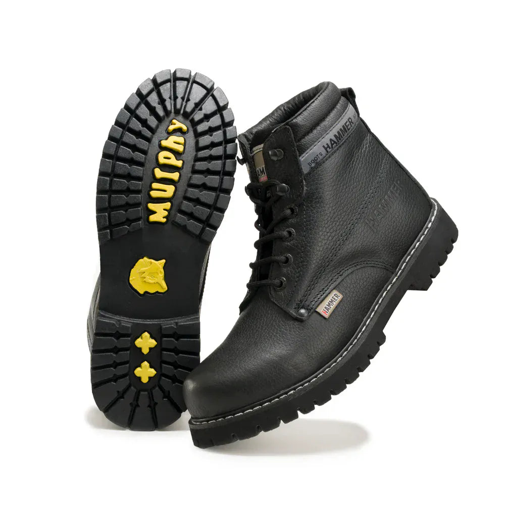 Joe Boots Boots Murphy Work Boots Tractor Sole Leather Black Color - Hammer Boots