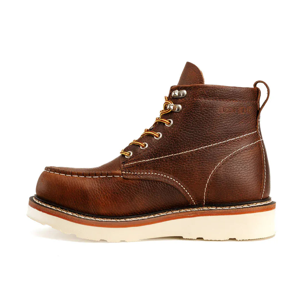King Welt Boots Apache 6” Moc Toe Work Boots Premium Full-Grain Leather Dark Brown Color - King Welt