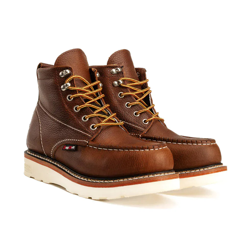 King Welt Boots Apache 6” Moc Toe Work Boots Premium Full-Grain Leather Dark Brown Color - King Welt