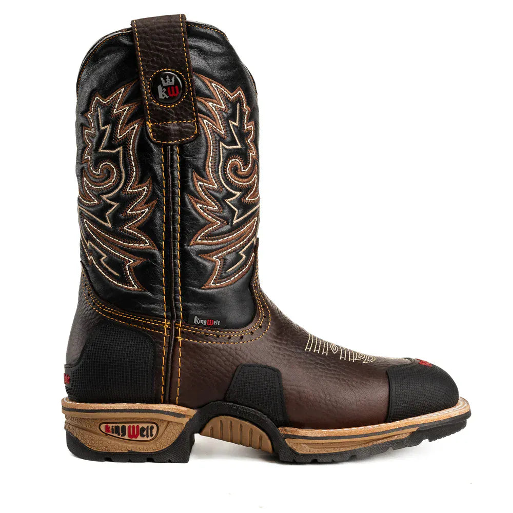 King Welt Boots Buffalo 9" Men's Western Work Boot with Masterguard Protection Brown Color - King Welt