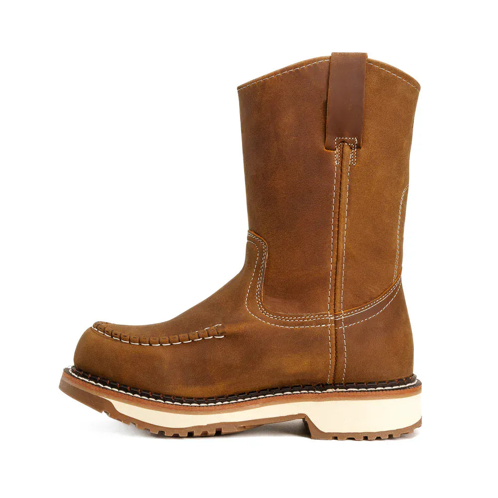 King Welt Boots Lasso 11' Pull Up Soft Moc Toe Lightweight Work Boot Brown Tobacco Color - King Welt