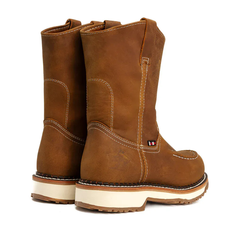 King Welt Boots Lasso 11' Pull Up Soft Moc Toe Lightweight Work Boot Brown Tobacco Color - King Welt