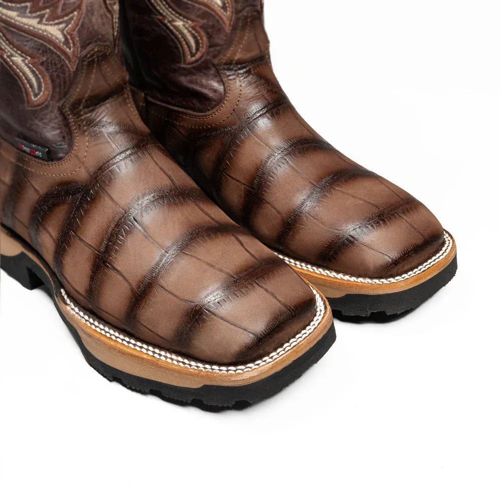 King Welt Boots Predator Pro Alligator 11' Work Boot Brown Color - King Welt
