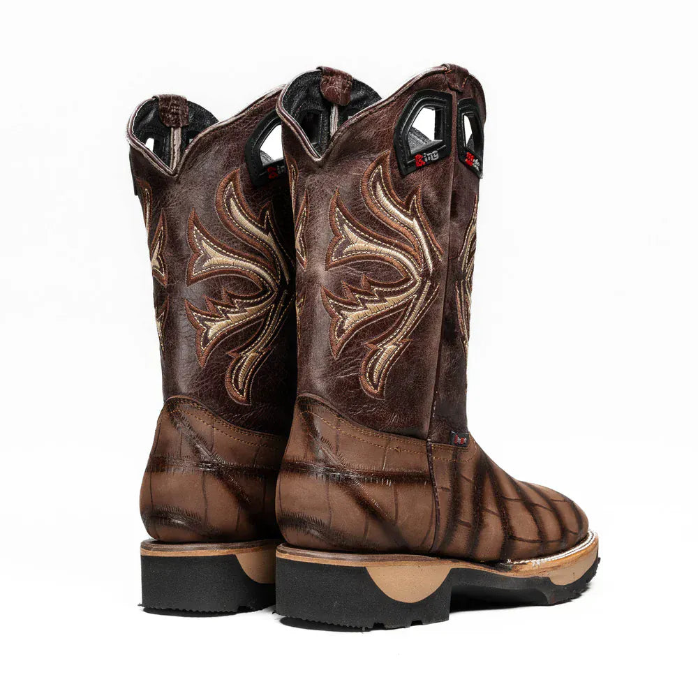 King Welt Boots Predator Pro Alligator 11' Work Boot Brown Color - King Welt