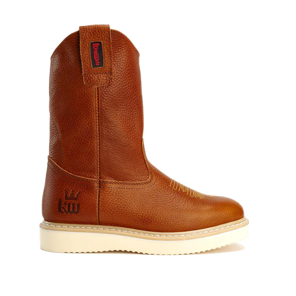 King Welt Boots Santa Fe 11" Wellington Boots Square Toe Full Grain Leather Tan Color - King Welt