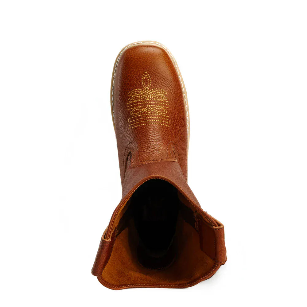 King Welt Boots Santa Fe 11" Wellington Boots Square Toe Full Grain Leather Tan Color - King Welt