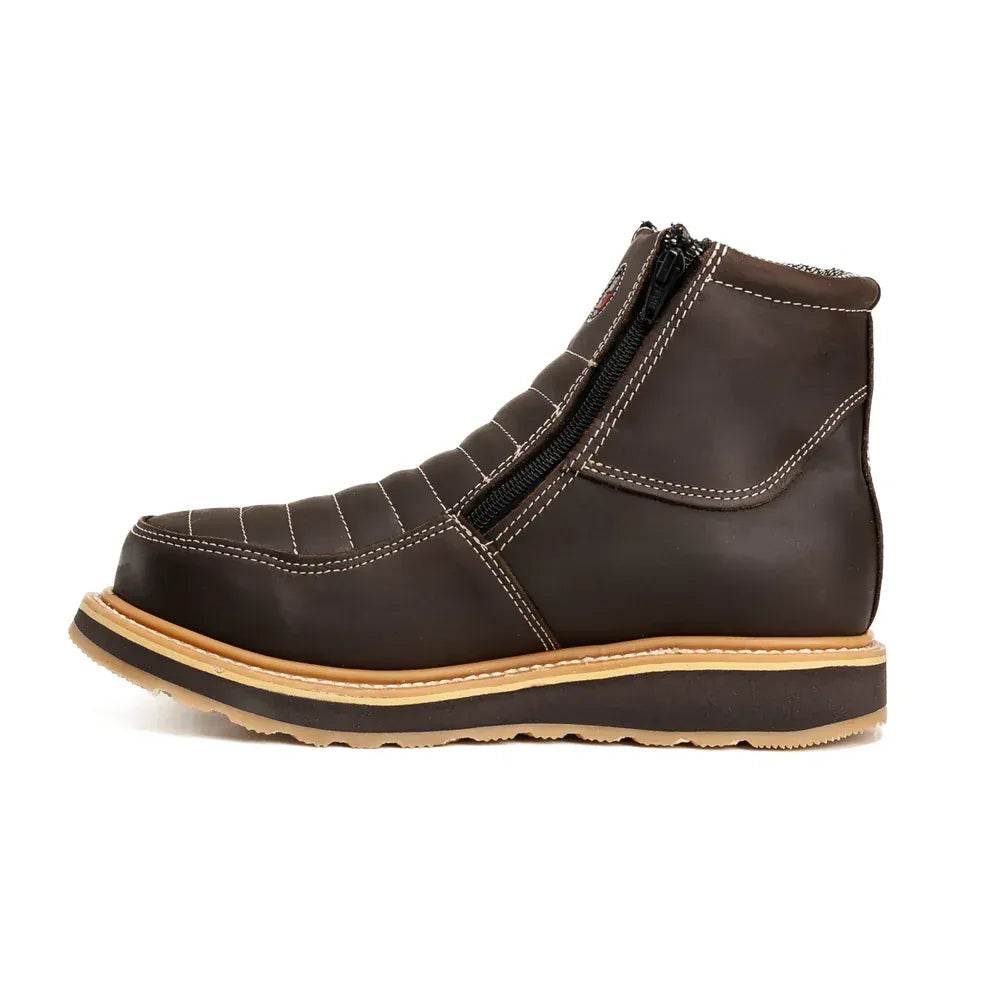 King Welt Boots Ultra Flex 6" Black Double Zipper Work Boots Brown Color - King Welt
