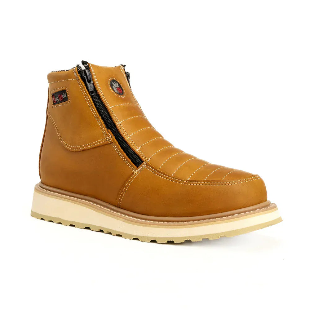 King Welt Boots Ultra Flex 6" Double Zipper Work Boots Honey Habana Color - King Welt