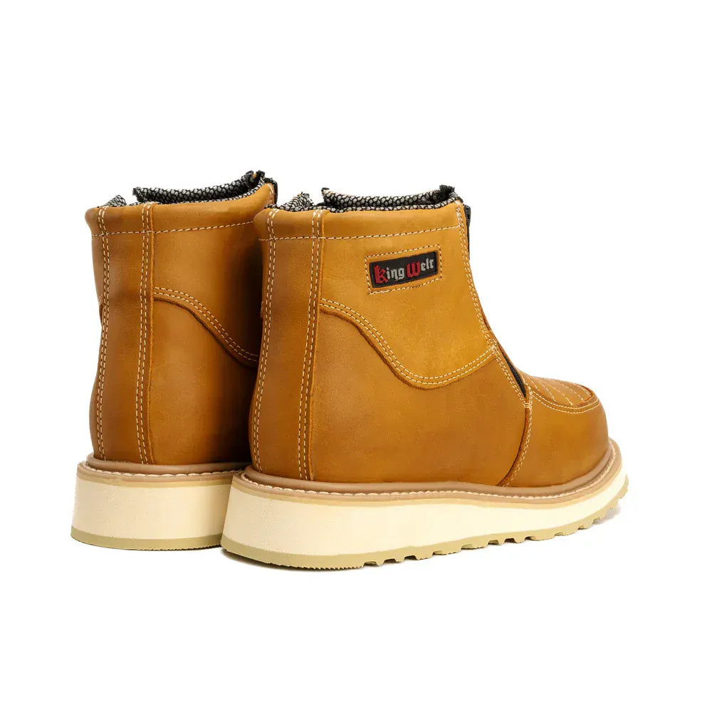 King Welt Boots Ultra Flex 6" Double Zipper Work Boots Honey Habana Color - King Welt