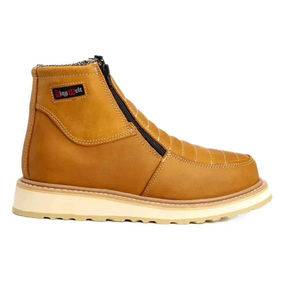 King Welt Boots Ultra Flex 6" Double Zipper Work Boots Honey Habana Color - King Welt