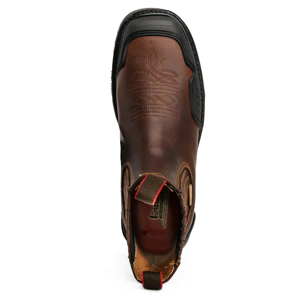 King Welt Boots Ultra Flex 6" Guarded Master Steel Toe Square Chelsea Work Boots Brown Color - King Welt
