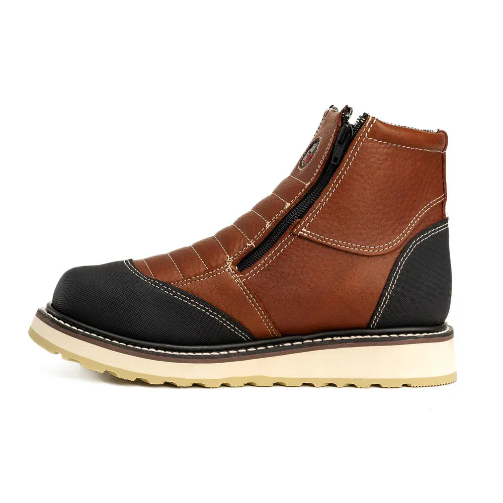 King Welt Boots Ultra Flex 6" Zipper Double Density Sole Work Boots Honey/Black Color - King Welt