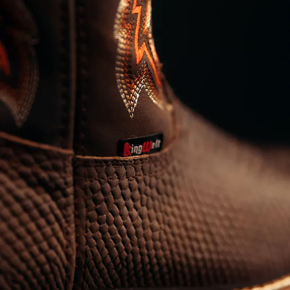 King Welt Boots Venom 11" Python Tribute Work Boot Square Soft Toe Brown Color - King Welt