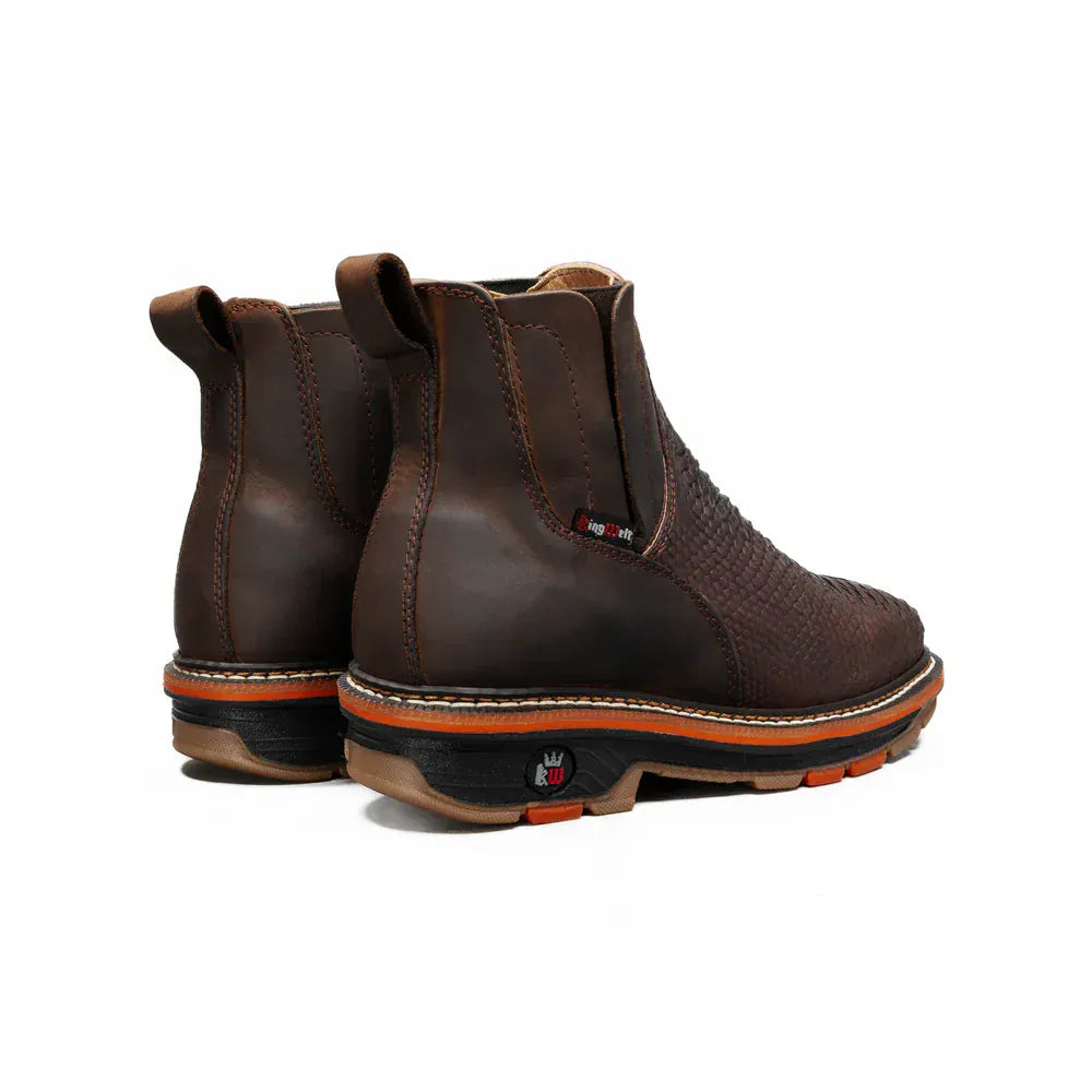 King Welt Boots Venom 6" Python Tribute Work Boot Square Toe Brown Color - King Welt