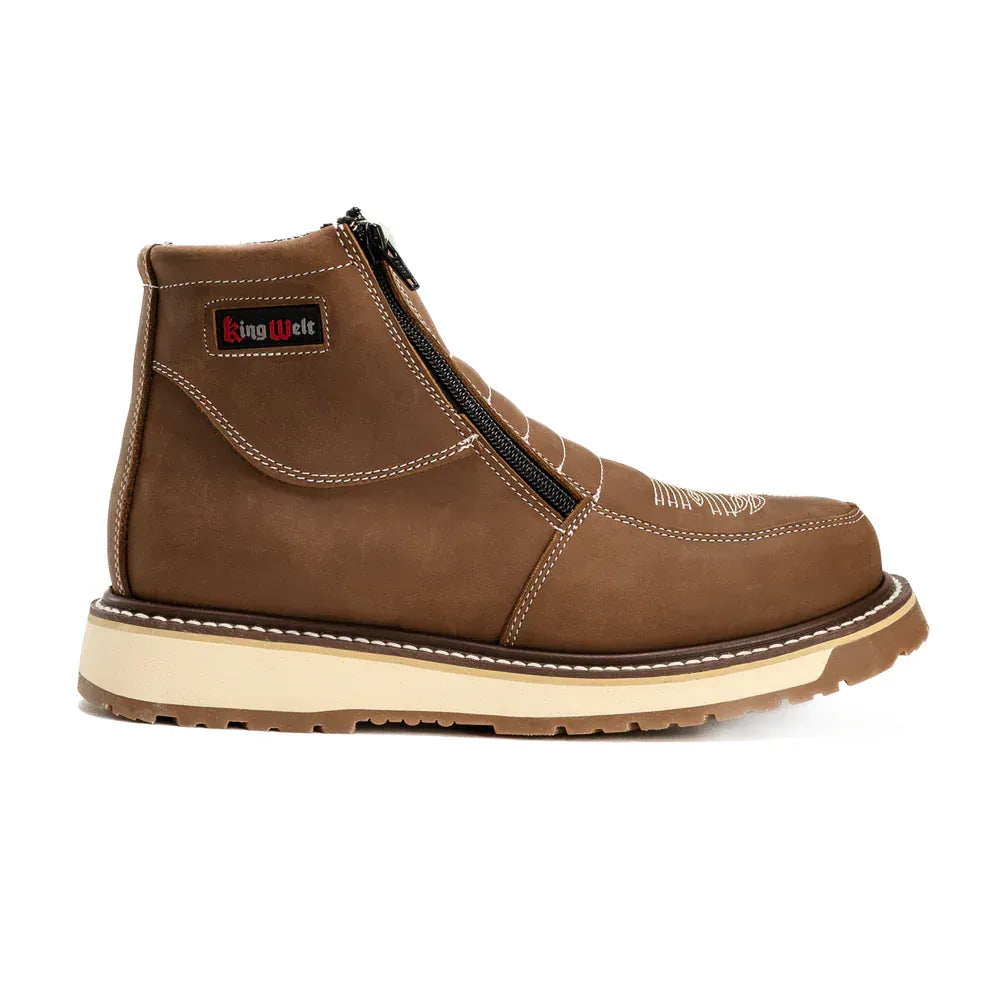 King Welt Boots Western Flex 6" Zipper  Work Boots Medallion Laton Color - King Welt