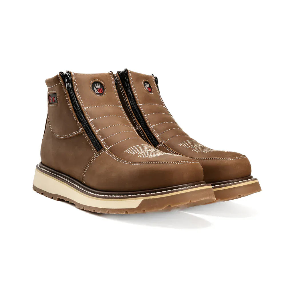 King Welt Boots Western Flex 6" Zipper  Work Boots Medallion Laton Color - King Welt