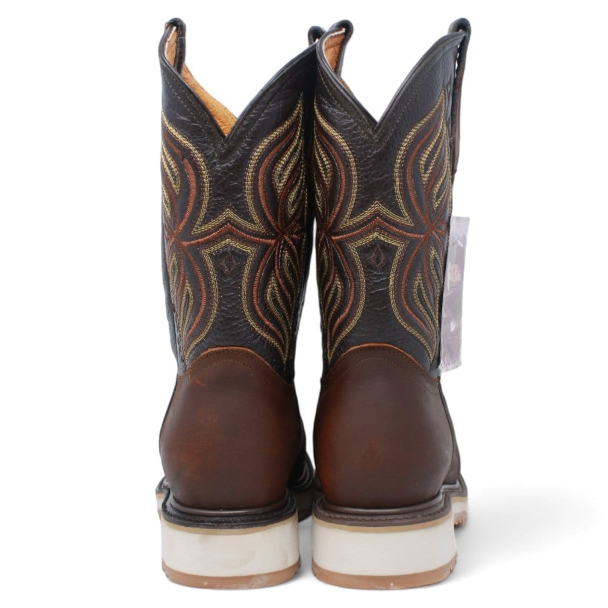 La Carreta Square Toe Work Boot Double Density Brown Caoba - Pair Back View