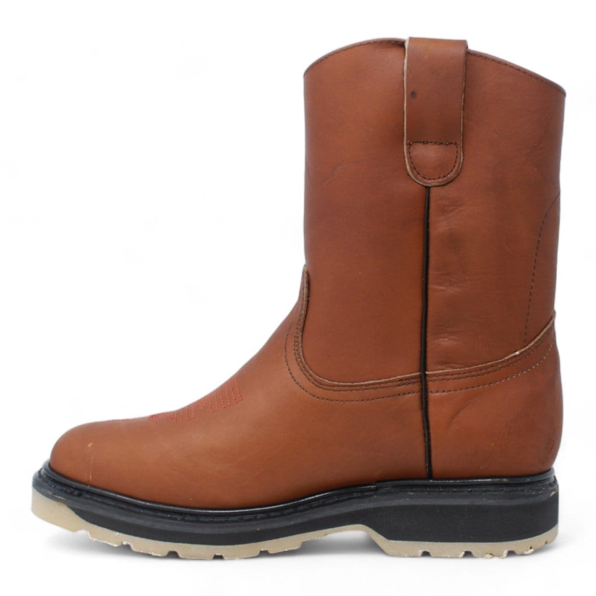 La Carreta Square Toe Work Boot Rubber Sole Gold - Left Side View