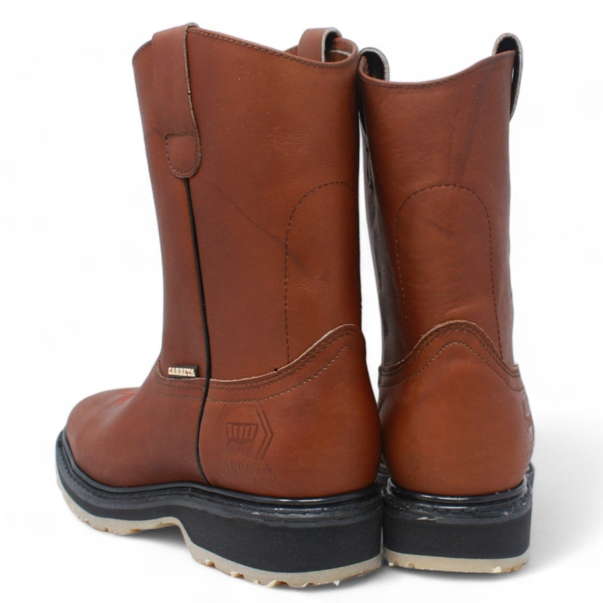 La Carreta Square Toe Work Boot Rubber Sole Gold - Pair Back View