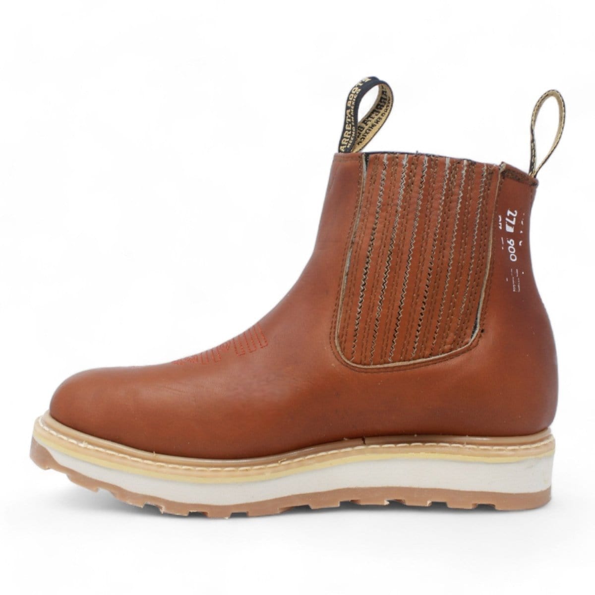 La Carreta Short Square Toe Work Boot Rubber Sole Gold - Left Side View