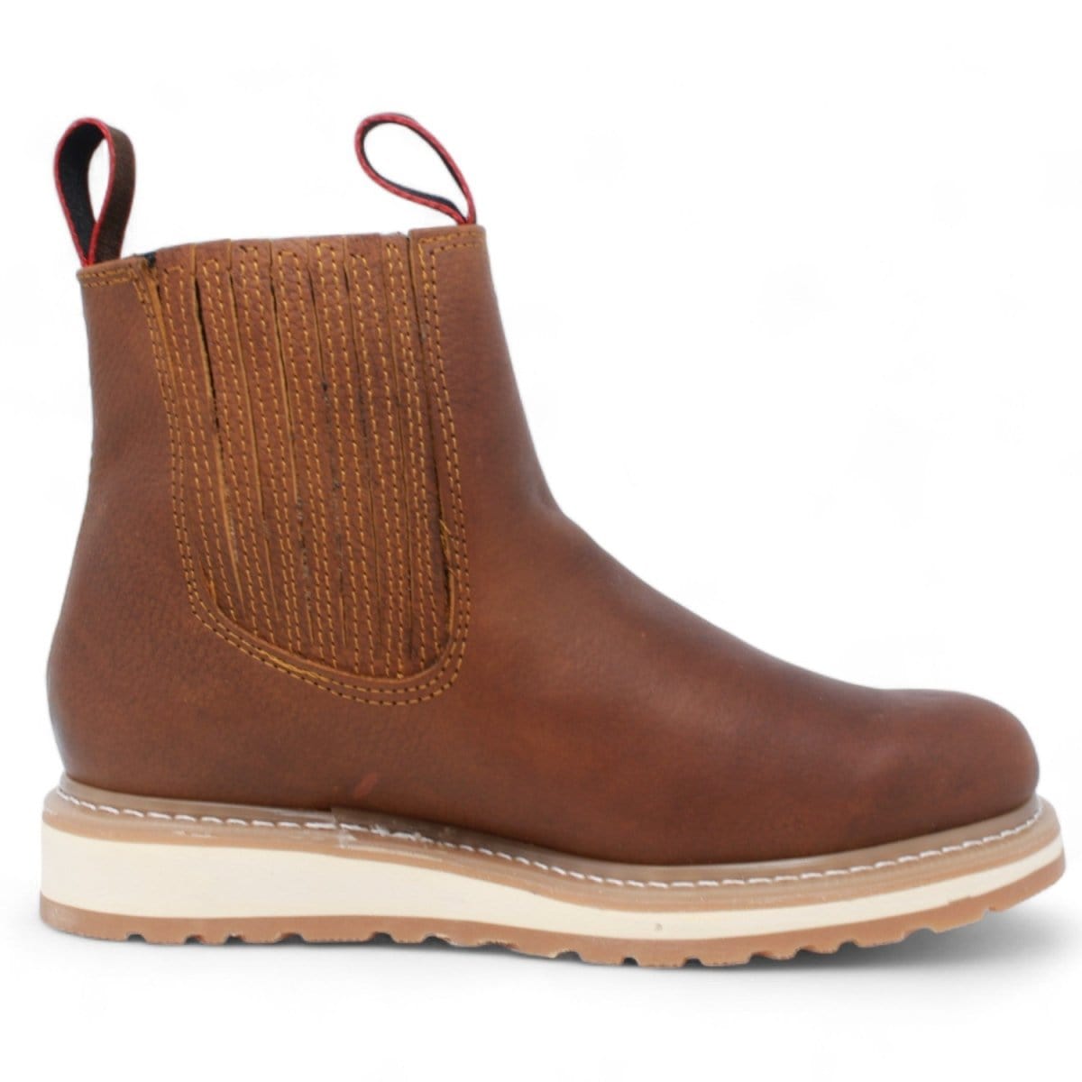 La Carreta Short Round Toe Work Boot Rubber Sole Gold - Right Side View