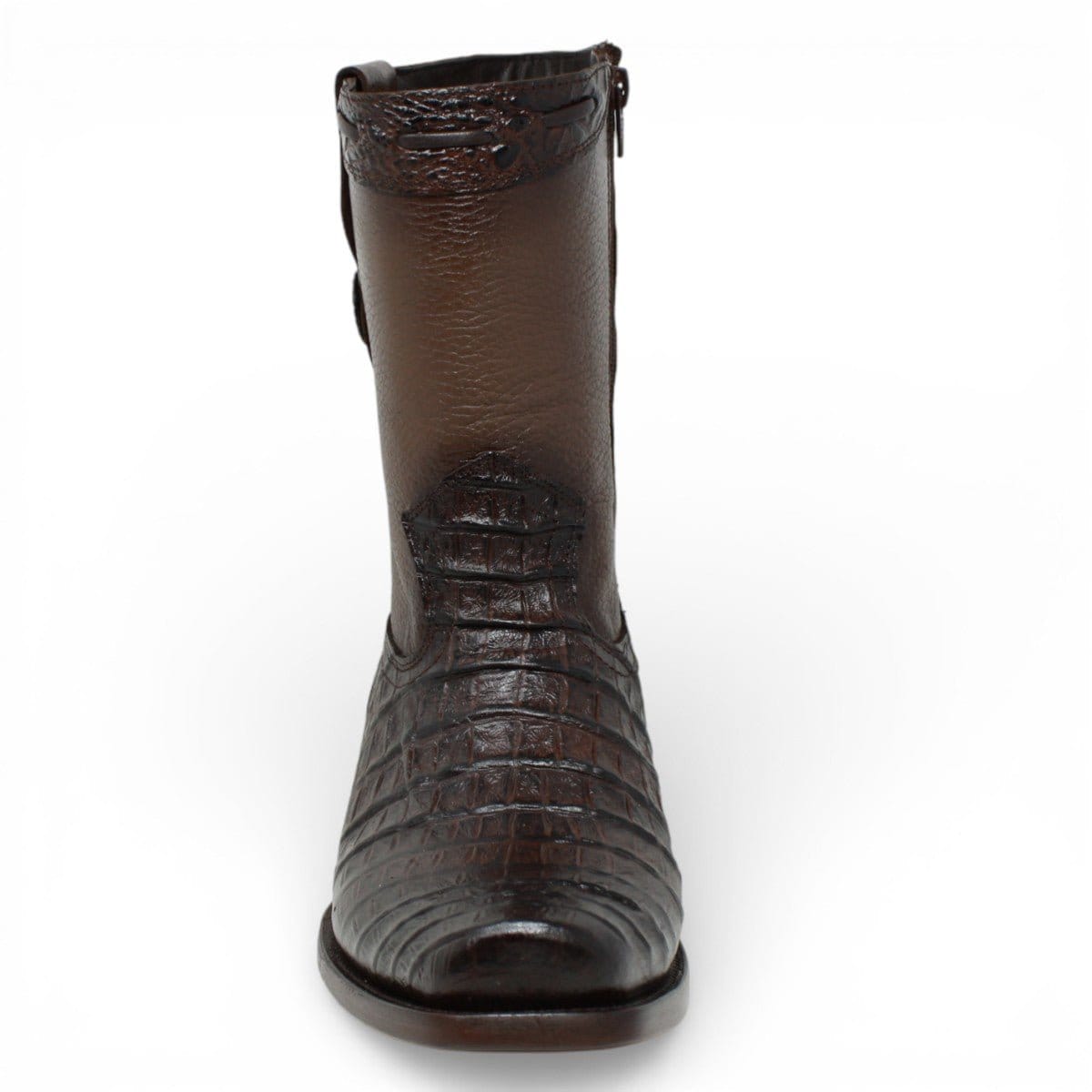 La Carreta Boots Men's Caiman Belly Print Leather Dubai Toe Boots Brown Color - La Carreta