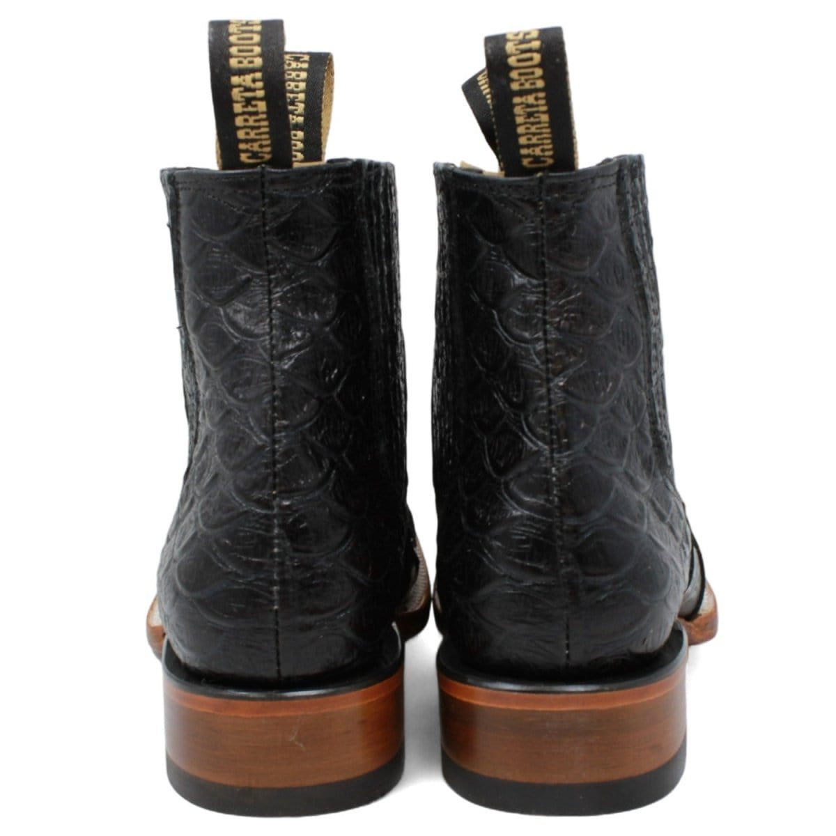 La Carreta Boots Men's Square Toe Ankle Boots Jumbo Piton Print Black