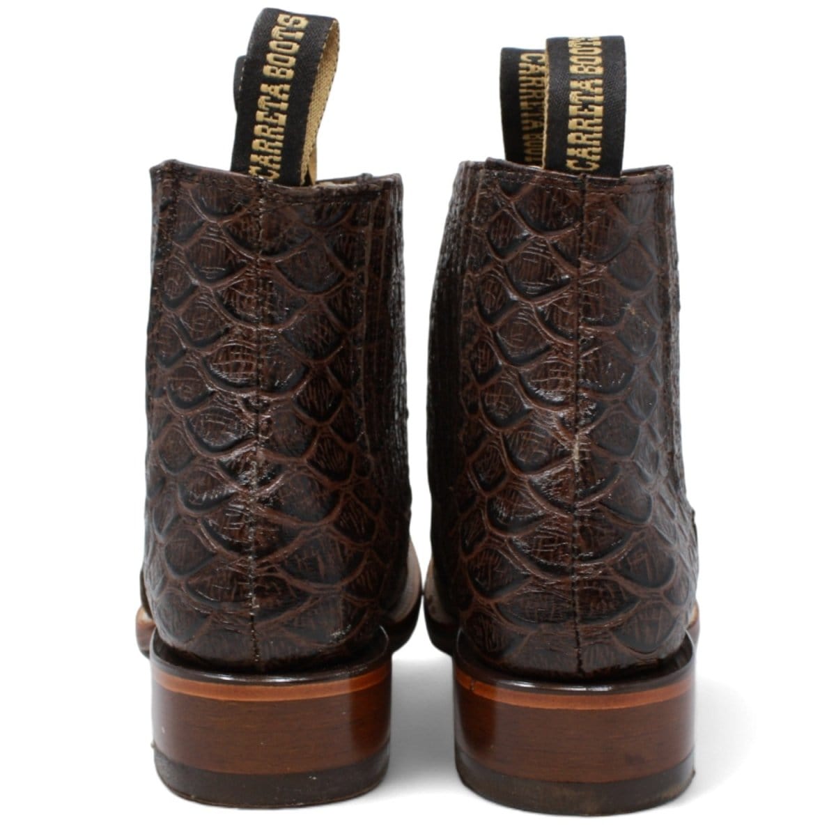 La Carreta Boots Men's Square Toe Ankle Boots Jumbo Python Print Brown