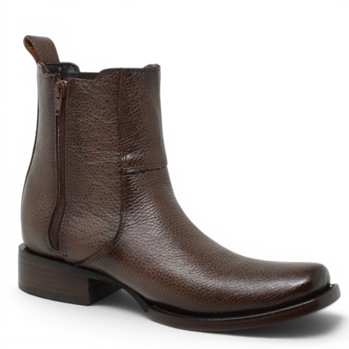 La Carreta Men's Genuine Leather Dubai Square Toe Ankle Boots - Brown - Side View