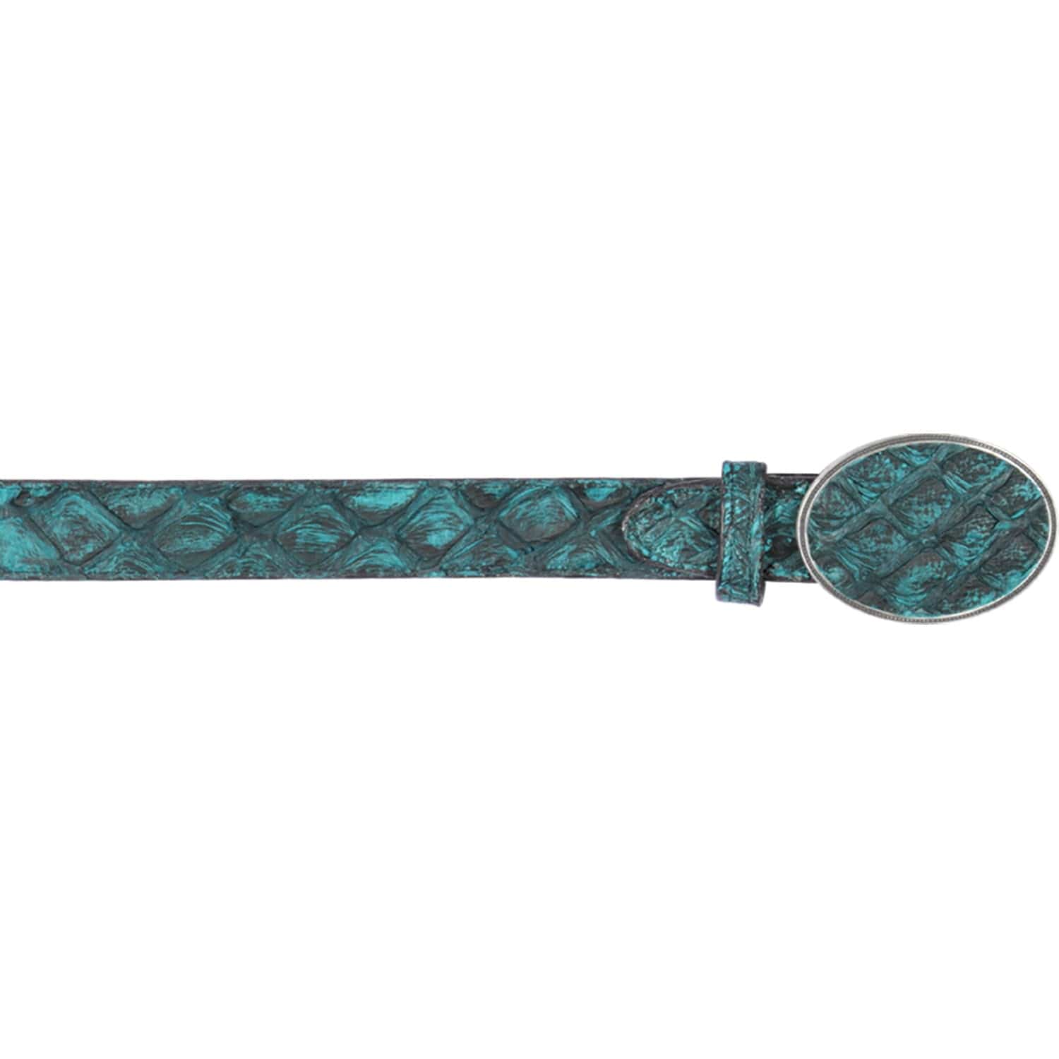 Genuine Piraruccu Skin Cowboy Belt Rustic Turquoise Color - Los Altos Boots