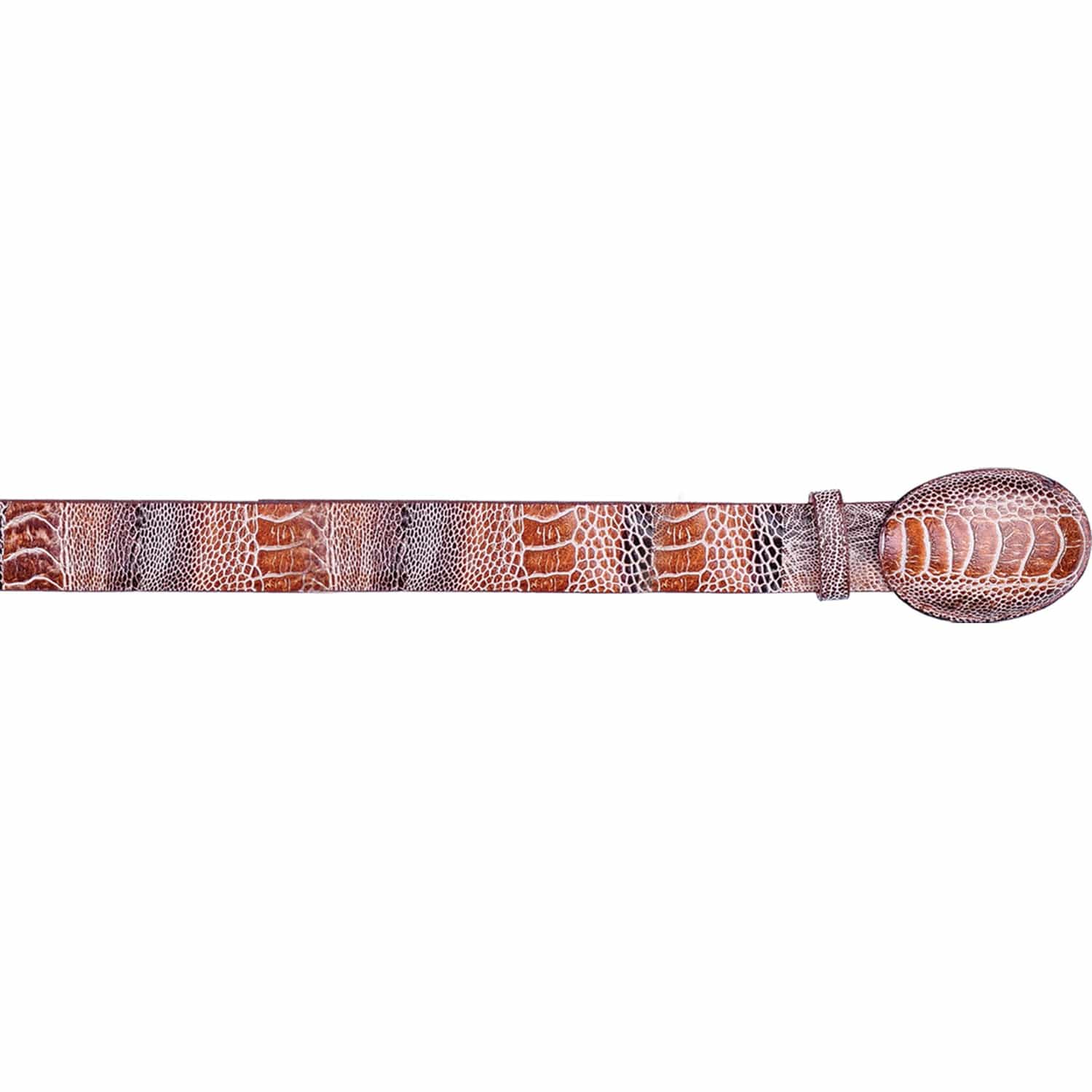 Genuine Ostrich Leg Skin Cowboy Belt Rustic Cognac Color - Los Altos Boots