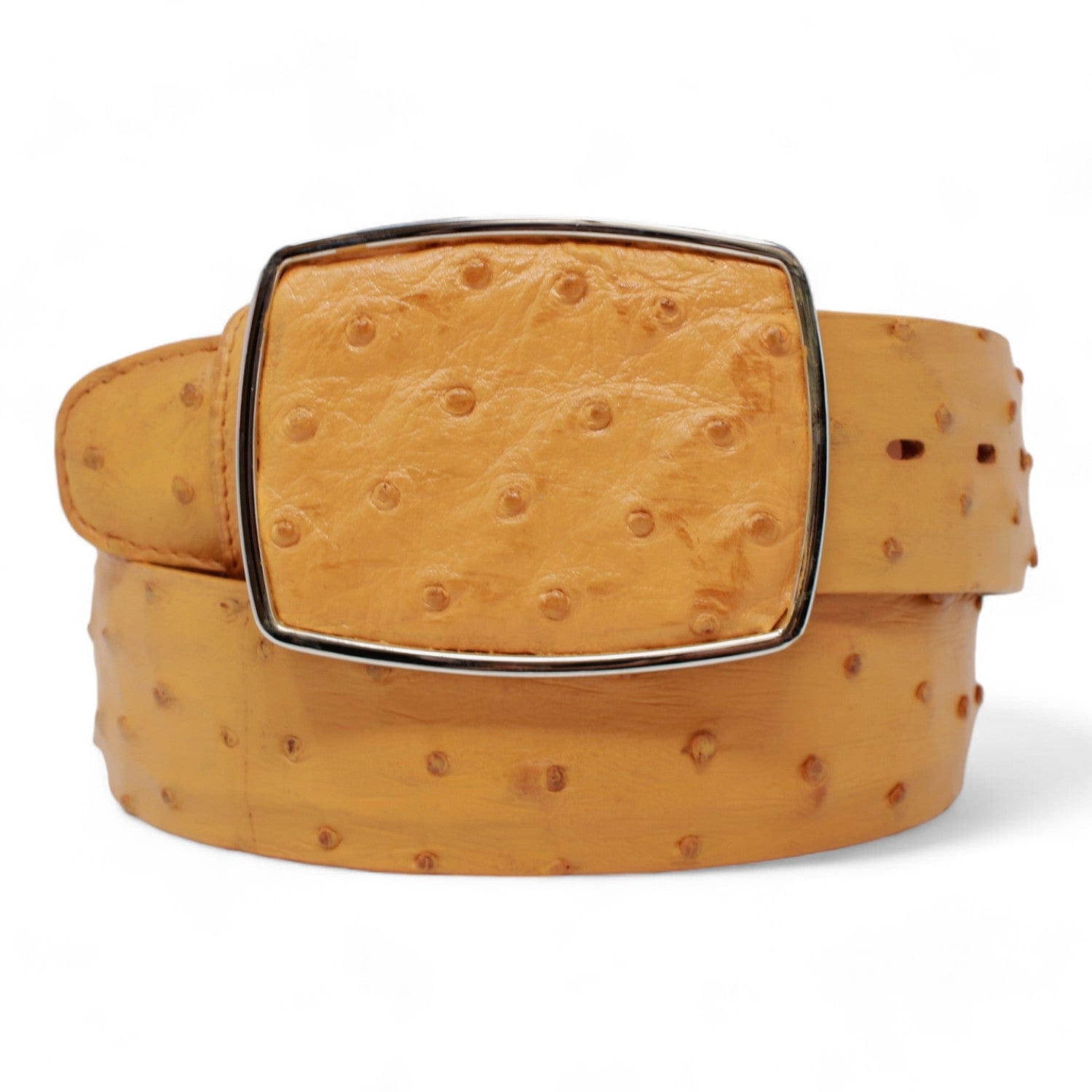 Genuine Ostrich Skin Cowboy Belt Buttercup Color - Los Altos Boots