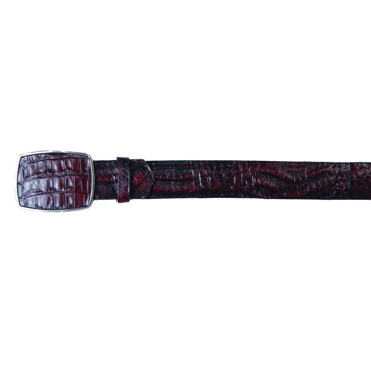 Los Altos Boots Belts Genuine Caiman Belly Skin Cowboy Belt Black Cherry Color - Los Altos Boots