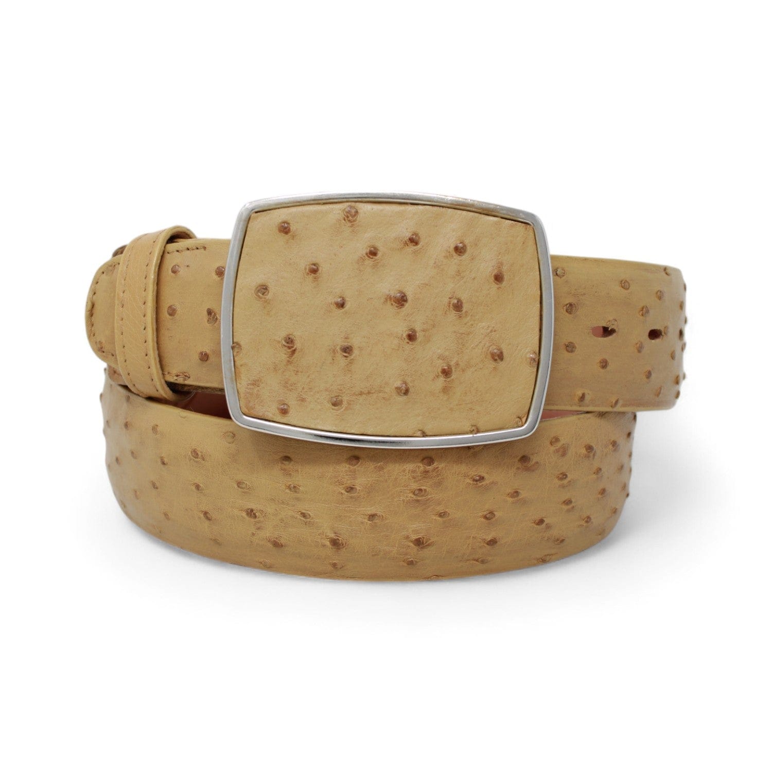 Los Altos Boots Belts Genuine Ostrich Skin Cowboy Belt Antique Saddle Color - Los Altos Boots