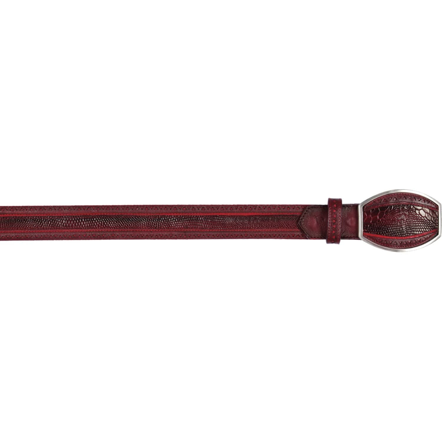 Los Altos Boots Belts Genuine Teju Lizard Skin Laser Design Casual Belt Faded Burgundy Color - Los Altos Boots