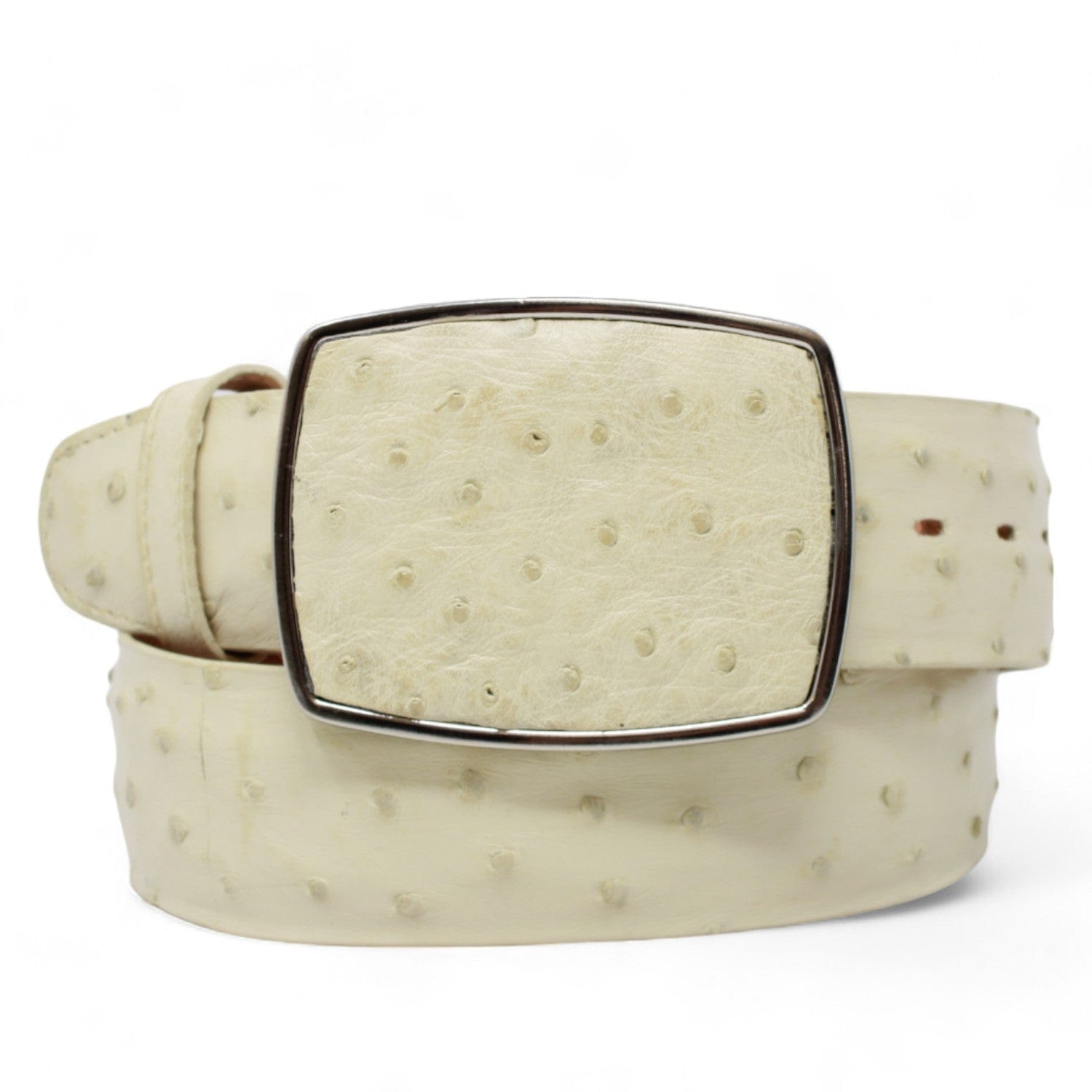 Genuine Ostrich Skin Cowboy Belt Winterwhite Color - Los Altos Boots