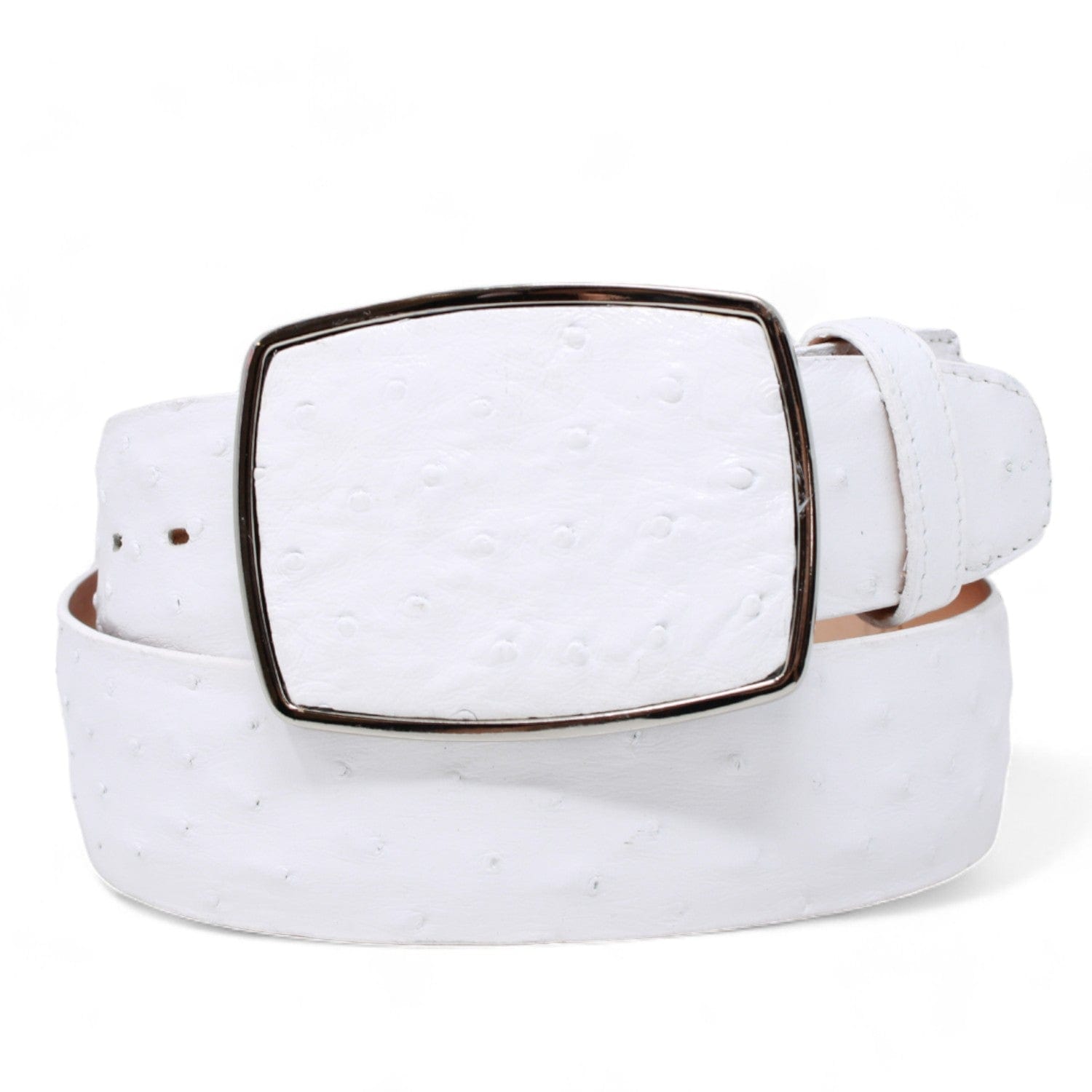 Genuine Ostrich Skin Cowboy Belt White Color - Los Altos Boots