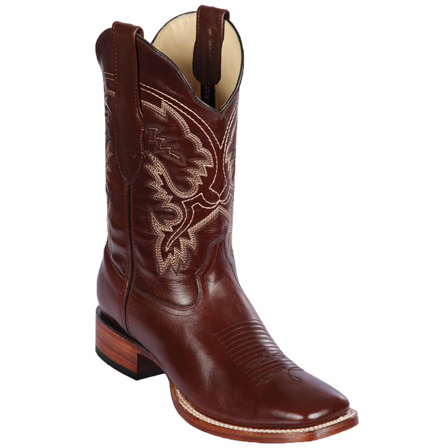 Western Genuine Pull Up Leather Rodeo Wide Square Toe Boots Brown Color - Los Altos Boots - Side View 