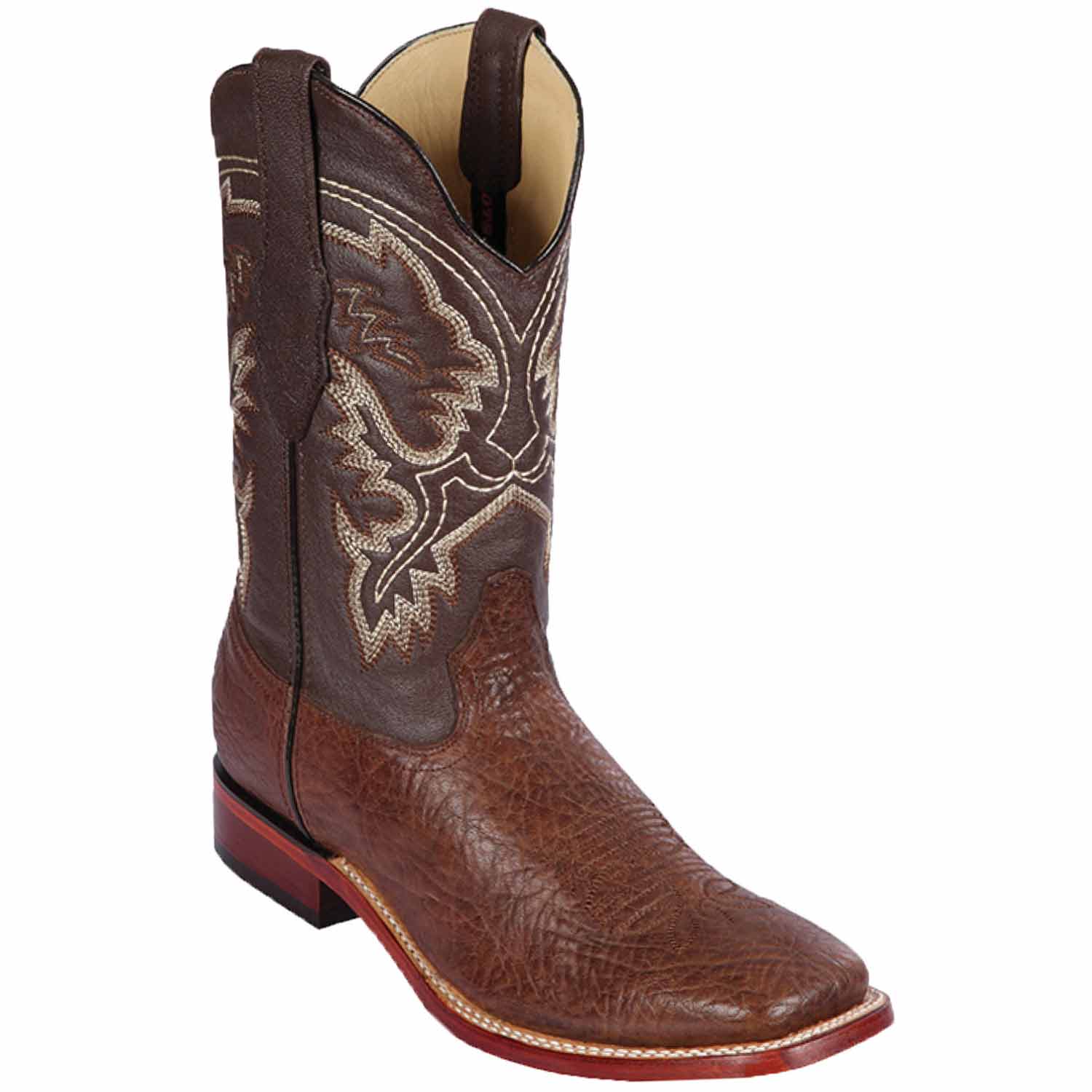 Western Genuine Bull Shoulder Skin Rodeo Wide Square Toe Brown Color - Los Altos Boots - Side View 