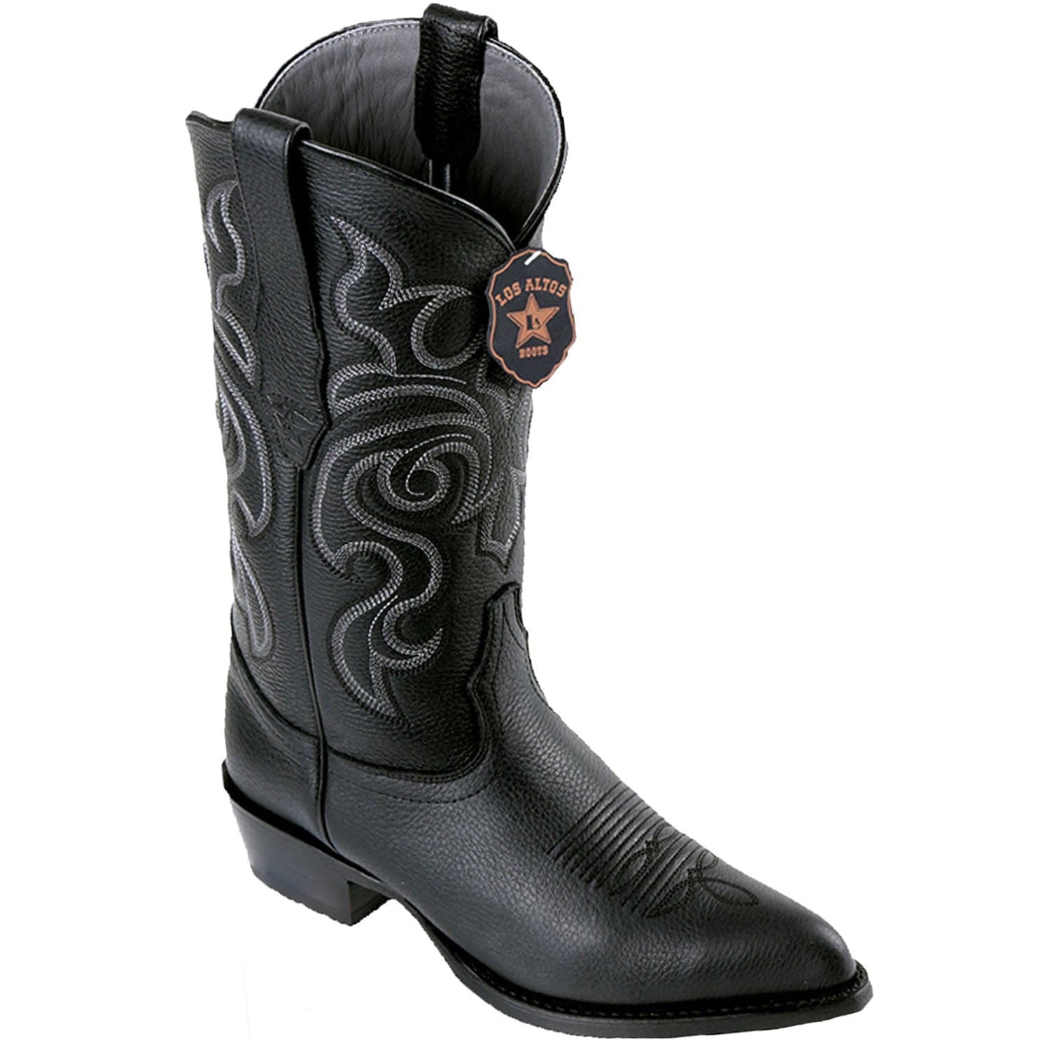Western Genuine Grisly Leather J Toe Boots Black Color - Los Altos Boots - SIde View 
