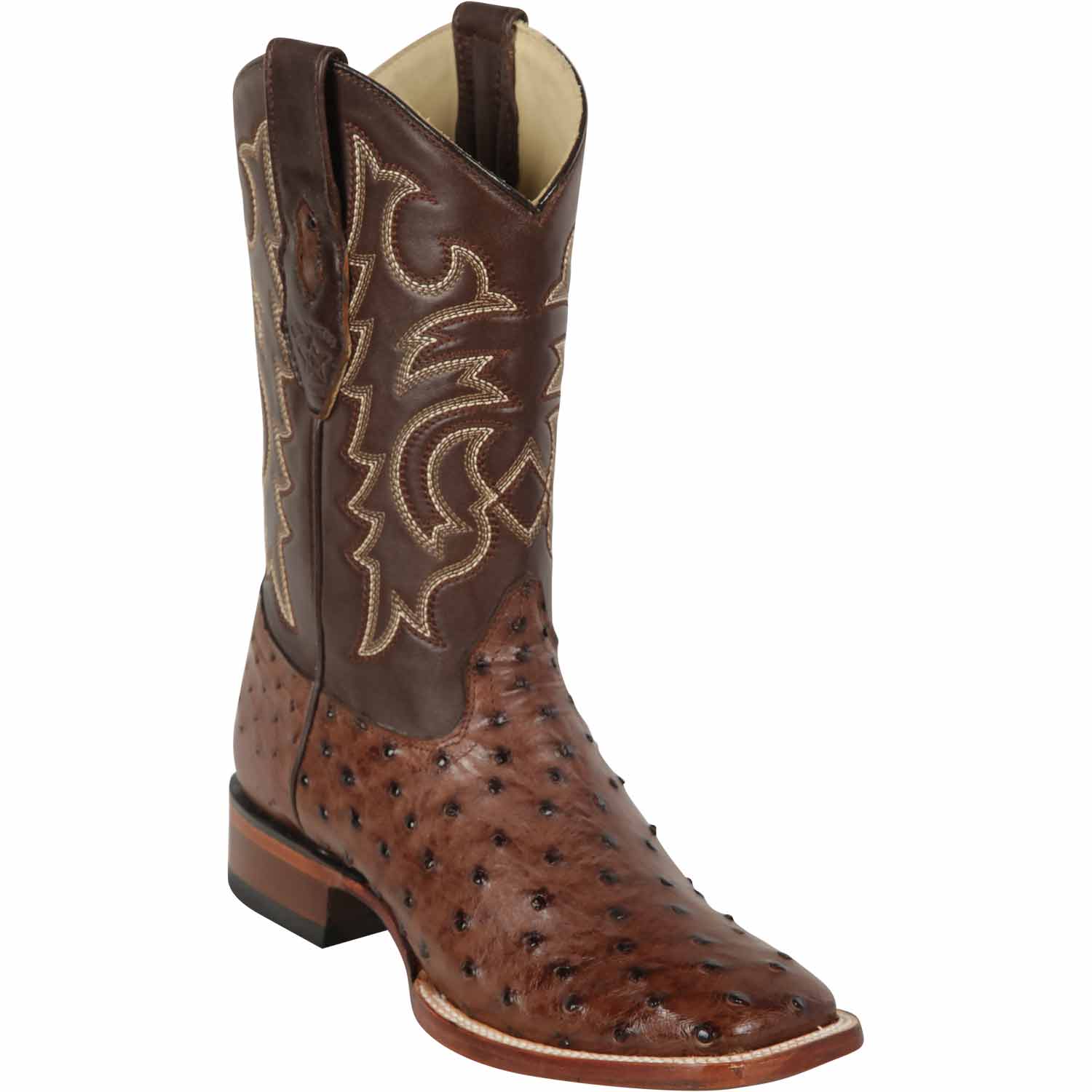 Western Genuine Ostrich Skin Rodeo Wide Square Toe Boots Kango Color - Los Altos Boots - Side View 