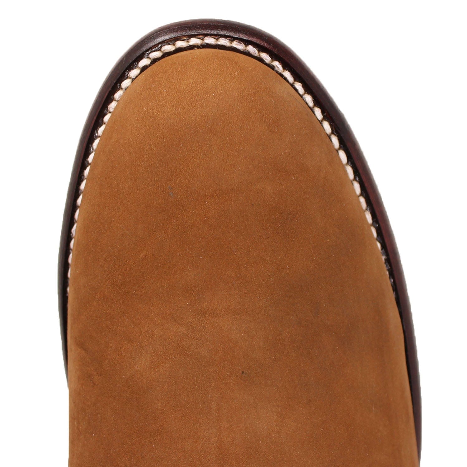Western Genuine Nobuck Leather Round Toe Ankle Boots Shedron Color - Los Altos Boots - Toe View 
