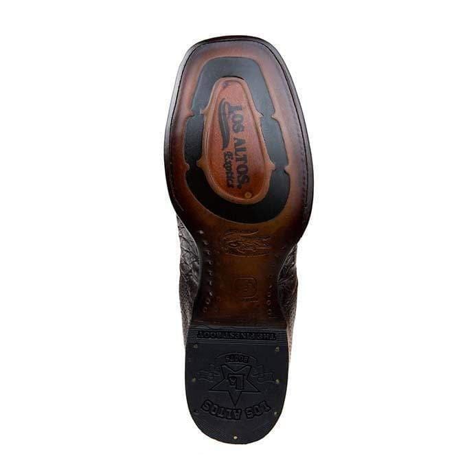 Men's Genuine Caiman Belly Skin Wide Square Toe Ankle Boots Brown Color - Los Altos Boots - Sole View
